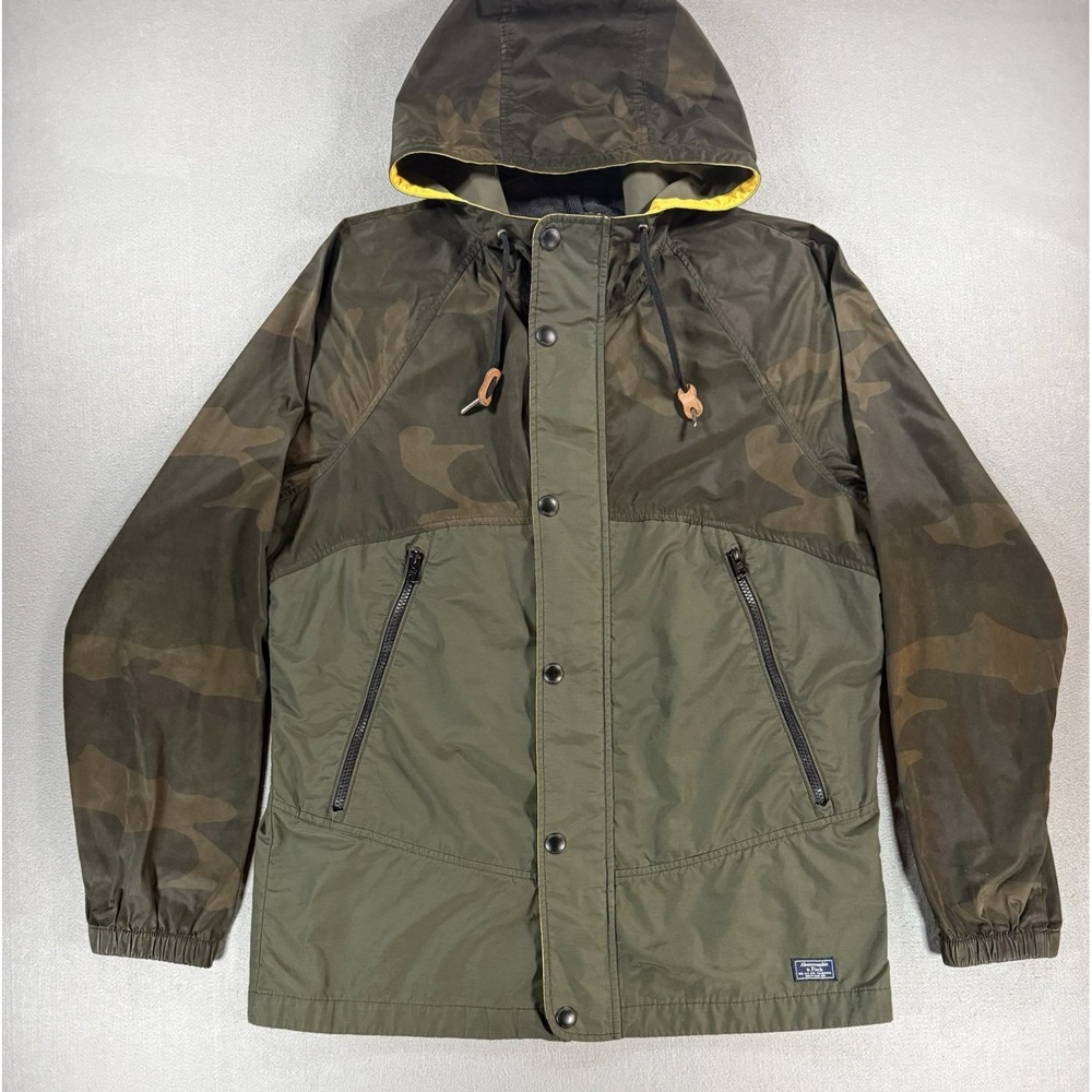 Abercrombie & Fitch Camo Hooded Parka Jacket Raincoat Water Resistant Sz Small